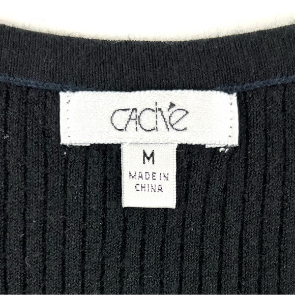 Cache Black Ribbed Sparkle Trim Button Up Tank Top - Picture 4 of 6